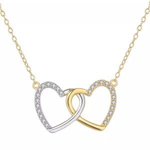 NWOT Macy's Diamond Double Heart Pendant Necklace